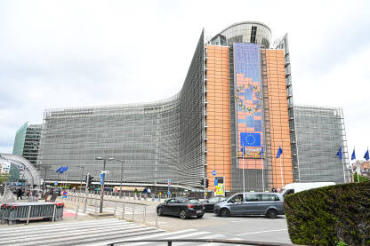 Sjedište Evropske komisije u Briselu. Institucije EU. Brisel, Belgija: Institucije EU. Berlaymont zgrada. Sjedište Evropske komisije u Briselu.