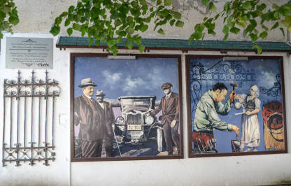 Poklon gradu Zvorniku u spomen tradicionalnim zanatima. Prvi automobil u Zvorniku mural