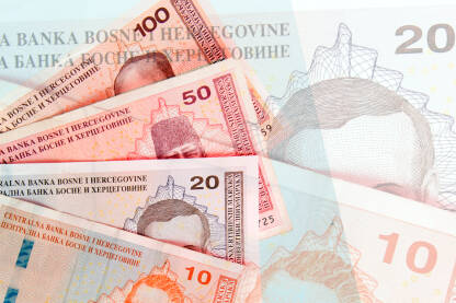 Konvertibilne marke,  novčanice u apoenima 10.00 KM ,20.00 KM, 50.00 KM i 100.00 KM