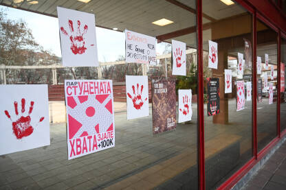 Blokada univerziteta i fakulteta u Srbiji kao protest protiv vlasti. Beograd, Srbija, januar 2025.: Blokada univerziteta i fakulteta u Srbiji kao protest protiv vlasti. Studentski protesti.