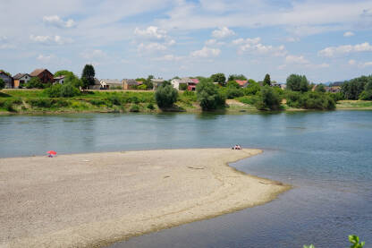 Rijecno ostvo na Savi u Gradišci sa pogledom na Hrvatsku