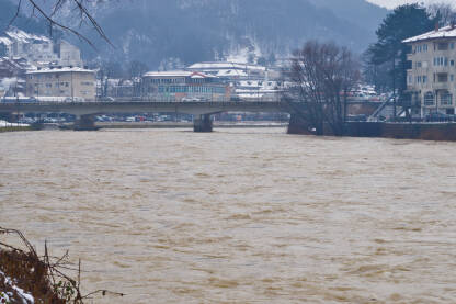 Nabujala rijeka Neretva u Konjicu,nakon obilnih kiša.