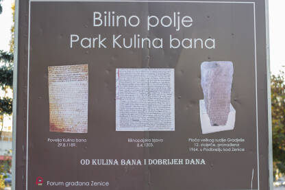 Park Kulina Bana Zenica Tabla za Park Kulina bana na lokalitetu Bilino polje u Zenici.