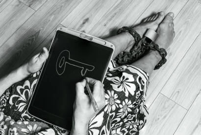 Zarobljena žena crta ključ. Žrtva nasilja traži izlaz. 

Fotografija besplatna za ilustrovanje medijskih sadržaja o nasilju, svako drugo korištenje je zabranjeno.

Autor: Amel Uzunović