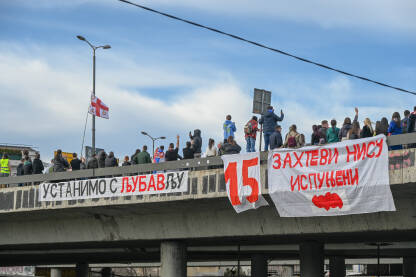 Studentske blokade. Studeti blokiraju ulicu u Beogradu. Blokada Autokomande 27.01.2025. Bunt studenata i građana nakon pada nadstrešnice u Novom Sadu.