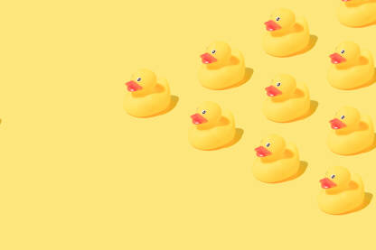 Žute gumene patke Žute gumene patke na žutoj pozadini.