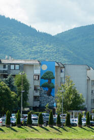 Mural na fasadi zgradi na Ilidži