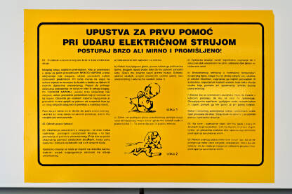 Znak. Uputstva za prvu pomoć pri strujnom udaru električnom energijom Znak. Uputstva za prvu pomoć pri strujnom udaru električnom energijom.