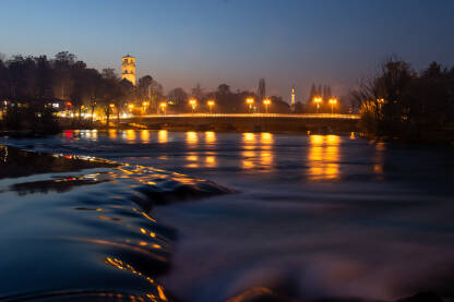 Bihac-most Gradski most Bihać, noćni snimak.