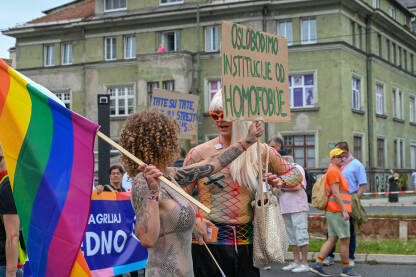 Građani na Bh. povorci ponosa u Sarajevu, 24. juna 2023. Protest za veće prava LGBTIQ zajednice u BiH.