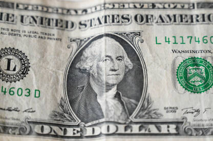 Novčanica od jednog dolara Novčanica od jednog dolara, krupni plan. Američki dolar.