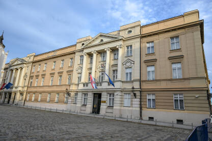 Zgrada Hrvatskog sabora na Trgu svetog Marka u historijskom Gornjem gradu u Zagrebu, Hrvatska.