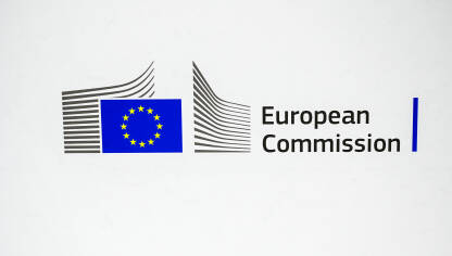 Europska komisija, logo. EU institucije. Europska komisija, logo. Institucije Evropske unije. EU simboli.