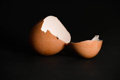 Razbijeno jaje i crna podloga. Jaje kokoške.