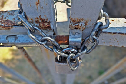 Zabrana ulaza. Zatvorena i zaključana kapija.