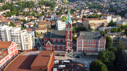Crkva svetog Ante, Sarajevo Panorama Sarajeva, snimak dronom. Crkva svetog Ante.