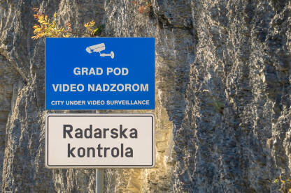 Grad pod video nadzorom-znak Znak za video nadzor. Grad pod video nadzorom. Znak - Radarska kontrola.