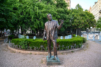 Budimpešta, Mađarska: Kip Georgea Busha u parku. George H. W. Bush bio je predsjednik Sjedinjenih Američkih Država. Brončani kip Georgea Herberta Walkera Busha, bivšeg američkog predsjednika