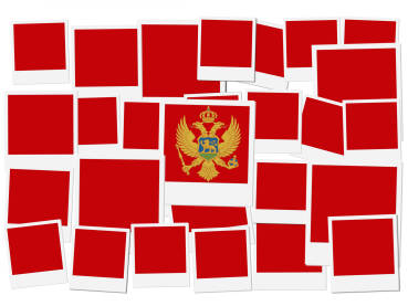 Zastava Crne Gore Simboličan prikaz zastave Crne Gore napravljene od polaroid okvira.