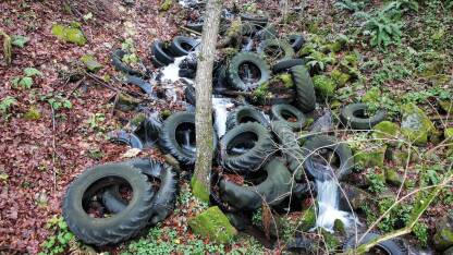 Stare gume u potoku.