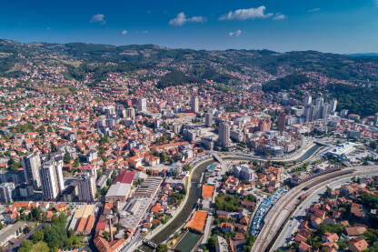 Užice, panorama iz vazduha Užice, panorama iz drona, Srbija, Serbia