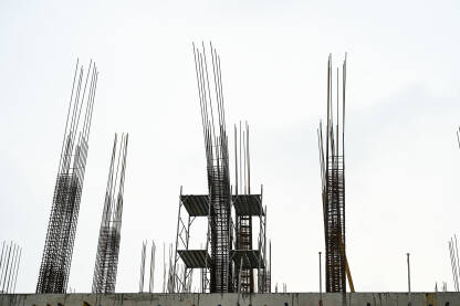 Čelična armature. Armatura i beton. Izgradnja zgrade. Čelična armature. Armatura i beton. Izgradnja zgrade. Gradilište. Arhitektura.