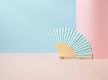 Paprinata lepeza na geometrijskoj pozadini.