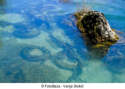 Automobilske gume u rijeci. Zagađivanje rijeka otpadom.