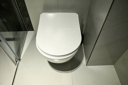 Moderna WC šolja u kupatilu. WC šolja u toaletu.