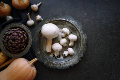 Šampinjoni Gljive Šampinjoni iz domćeg uzgoja Agaricus bisporus.