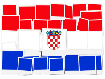 Hrvatska zastava Simboličan prikaz Hrvatske zastave napravljene od polaroid okvira.